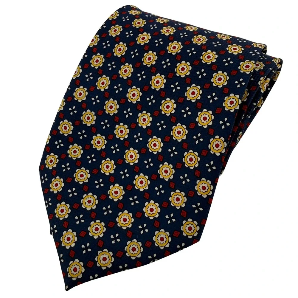 ISADOR HAND MADE Silk Necktie Men's‎ Blue Floral Pattern Business Formal